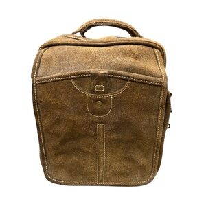 Claire Chase Ultimate Man Bag Brown Suede Leather Crossbody Adjustable Strap